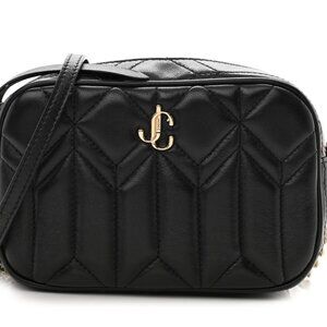 NEW with Tags 100% Authentic JIMMY CHOO Nappa Quilted JC Camera Bag Black
